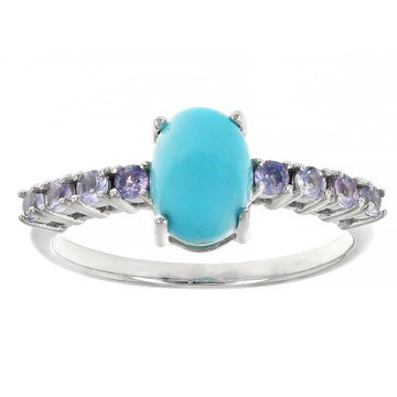Blue Sleeping Beauty Turquoise Platinum Over Sterling Silver Ring 0.27ctw