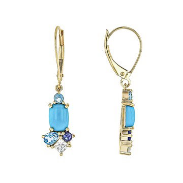 Blue Sleeping Beauty Turquoise 10k Yellow Gold Earrings 0.97ctw