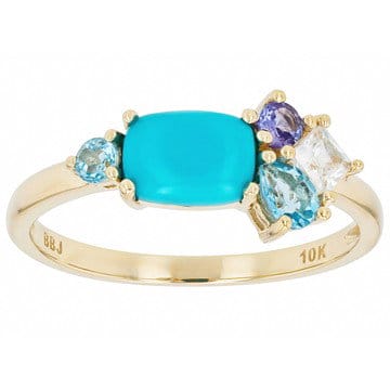 Blue Sleeping Beauty Turquoise 10k Yellow Gold Ring 0.48ctw