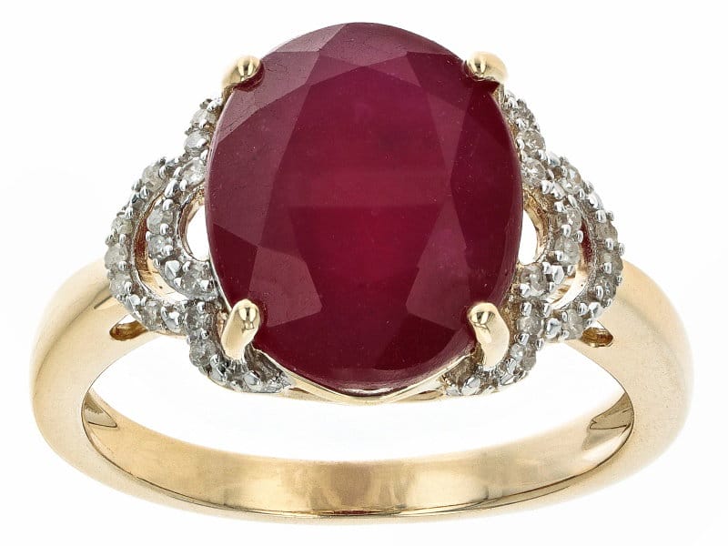 Mahaleo® Red Ruby 10k Yellow Gold Ring 5.43ctw