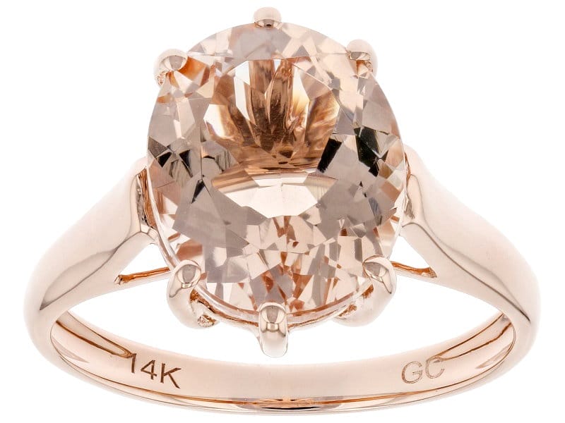 Peach Morganite 14K Rose Gold Solitaire Ring 3.00ct