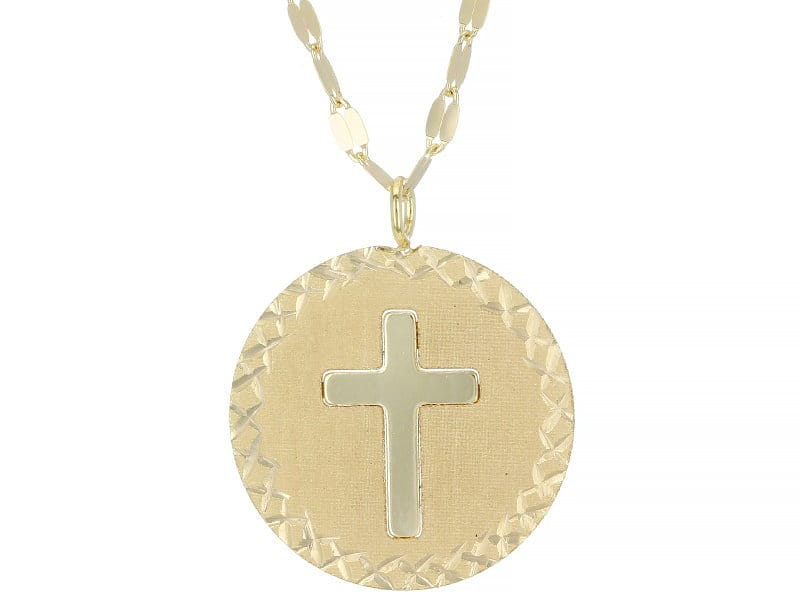 10K Yellow Gold Cross Valentino Necklace