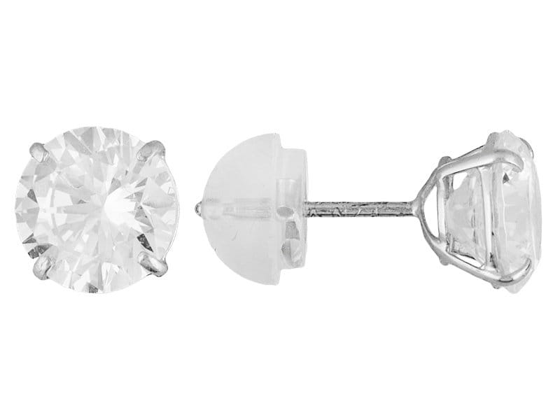 White Cubic Zirconia 10k White Gold Stud Earrings 2.86ctw