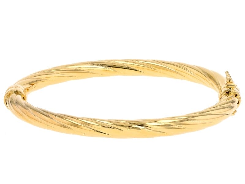 18k Yellow Gold Over Bronze 6mm Twisted Bangle