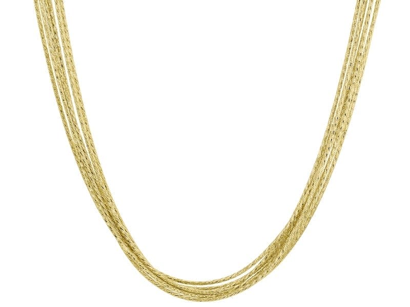 18k Yellow Gold Over Sterling Silver 7 Row Diamond-Cut Snake Link Necklace