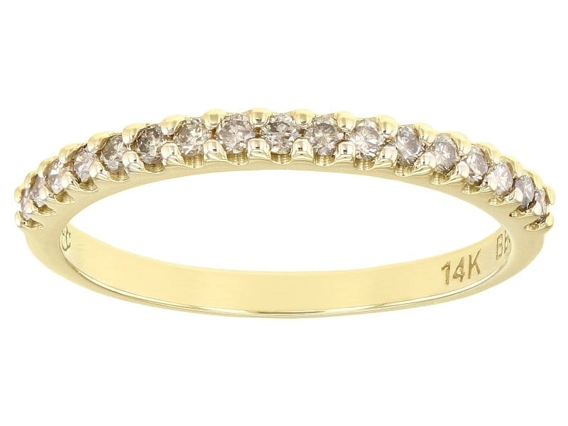 Champagne Diamond 14k Yellow Gold Band Ring 0.25ctw