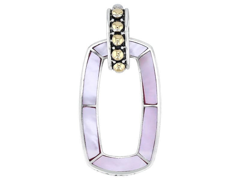 Pink Mother-of-Pearl Sterling Silver & 18K Yellow Gold Accents Rectangular Pendant