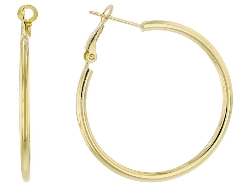 18k Yellow Gold Over Sterling Silver 1 1/2" Hoop Earrings