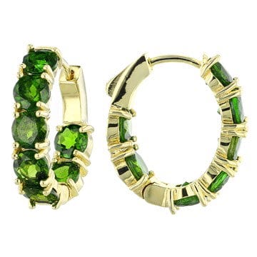 Green Chrome Diopside 18k Yellow Gold Over Silver Inside/Outside Hoop Earrings 8.68ctw