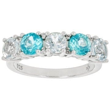 Blue Aquamarine Rhodium Over Sterling Silver Band Ring 2.47ctw