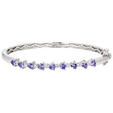 Blue Tanzanite Platinum Over Sterling Silver Bangle 2.43ctw