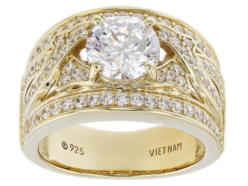 White Cubic Zirconia 18k Yellow Gold Over Sterling Silver Ring 3.11ctw