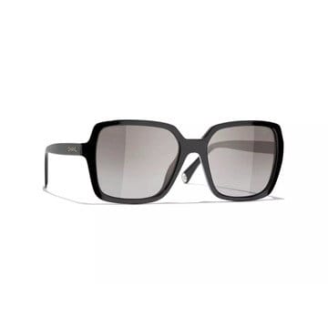 Chanel Square Black Frame / Gray Polarized Lens Sunglasses