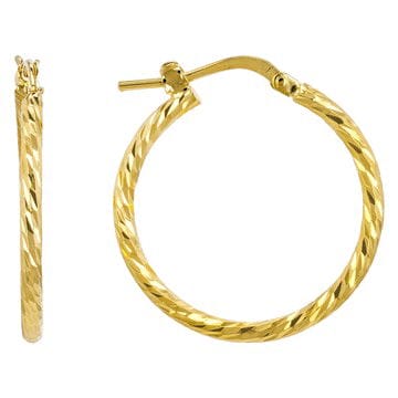 Moda Al Massimo® 18k Yellow Gold Over Bronze Twisted 1" Hoop Earrings