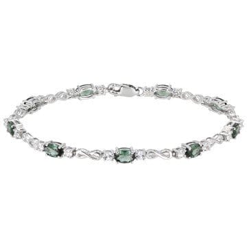 Green Lab Created Spinel Rhodium Over Sterling Silver Bracelet 5.00ctw