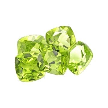 Peridot 6mm Cushion Set of 5 5.00ctw