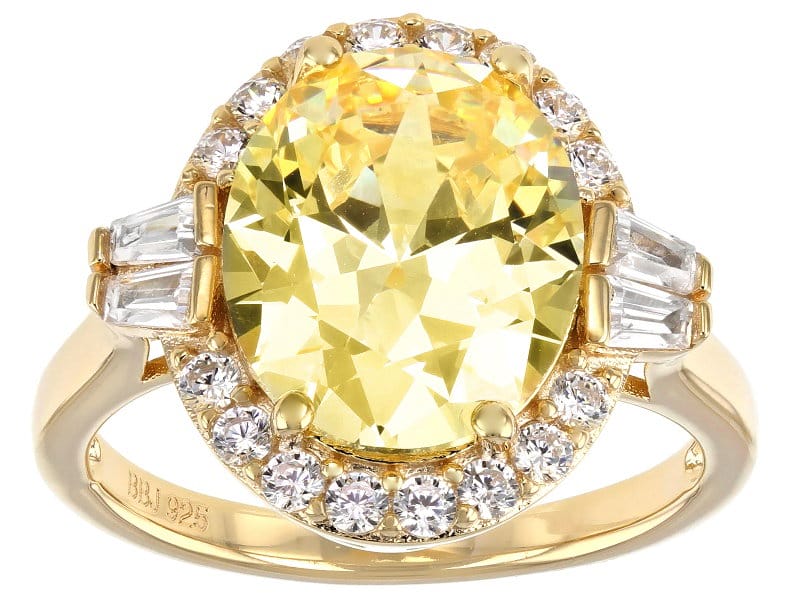 Yellow And White Cubic Zirconia 18K Yellow Gold Over Sterling Silver Ring 9.05ctw