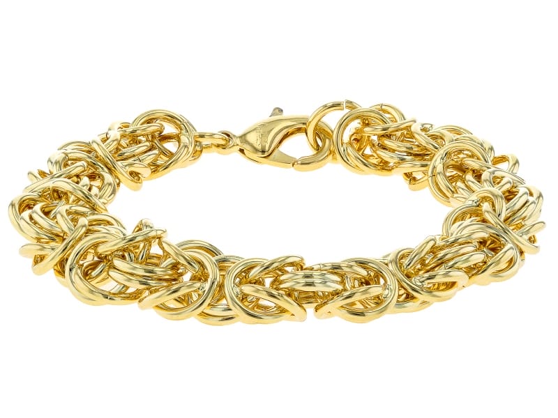 18k Yellow Gold Over Bronze Byzantine Link Bracelet