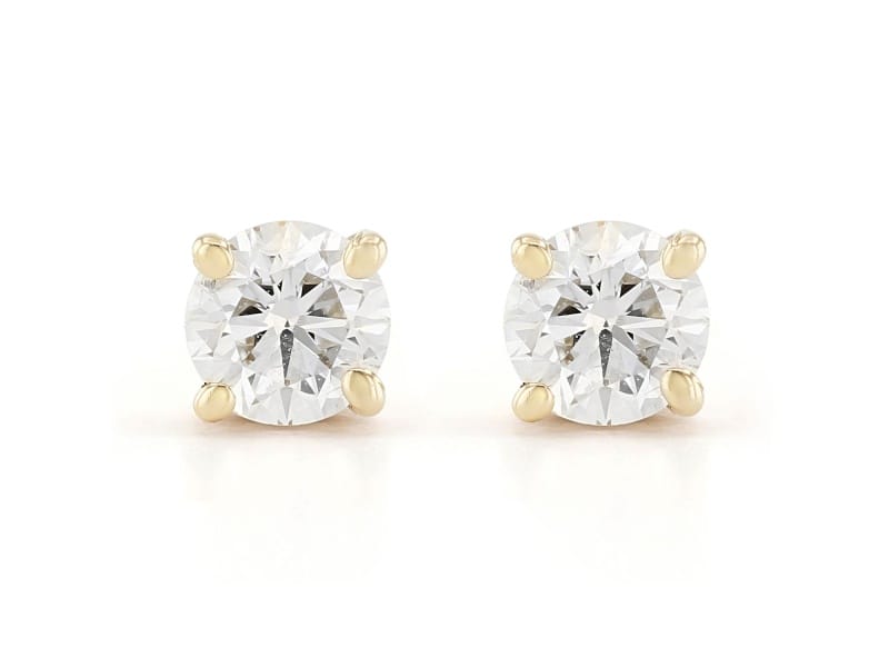 Certified White Lab-Grown Diamond H-I SI 14k Yellow Gold Solitaire Stud Earrings 0.25ctw