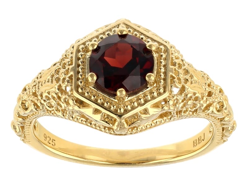 Red Garnet 18k yellow gold over sterling silver ring .92ct