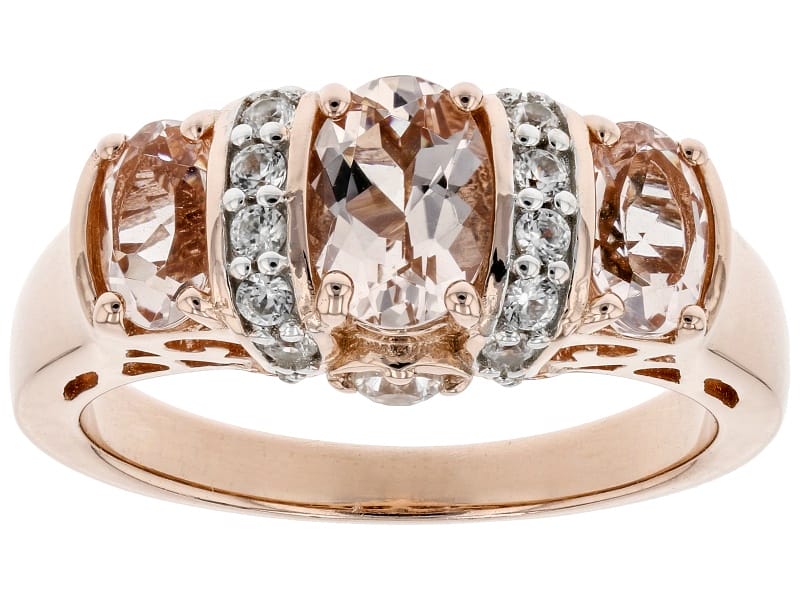 Peach morganite 18k rose gold over silver ring 1.63ctw