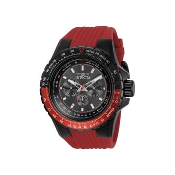 Invicta Aviator 50mm Black and Red Bezel Red Silicone Quartz Watch