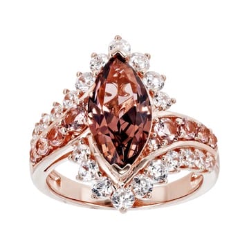 Blush Zircon & Morganite Simulants & White Cubic Zirconia 18k Rose Gold Over Sterling Silver Ring