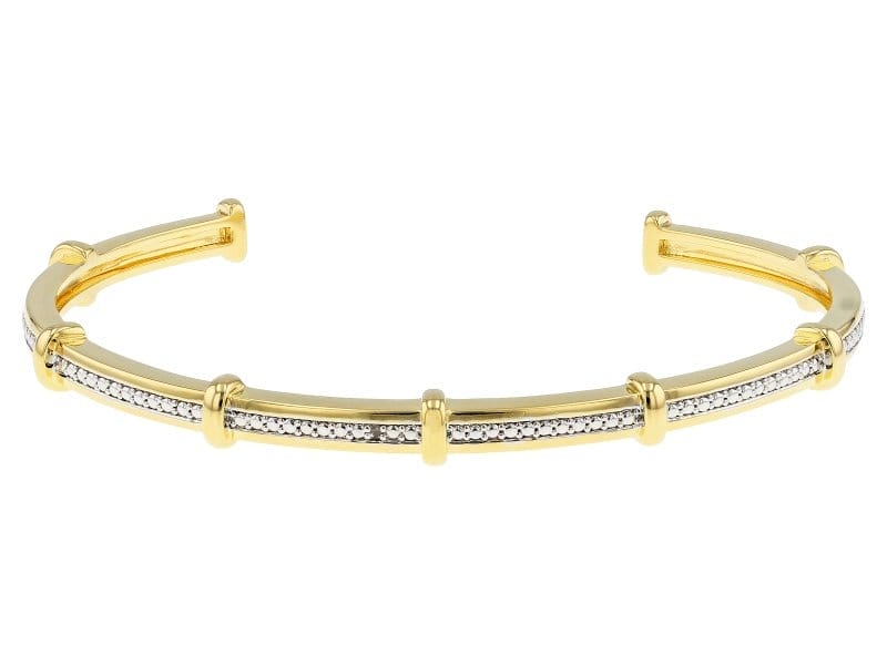 White Diamond Accent 14k Yellow Gold Over Bronze Cuff Bracelet