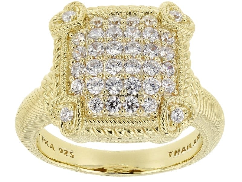 Judith Ripka Cubic Zirconia 14k Gold Clad Pave Olivia Ring 1.28ctw