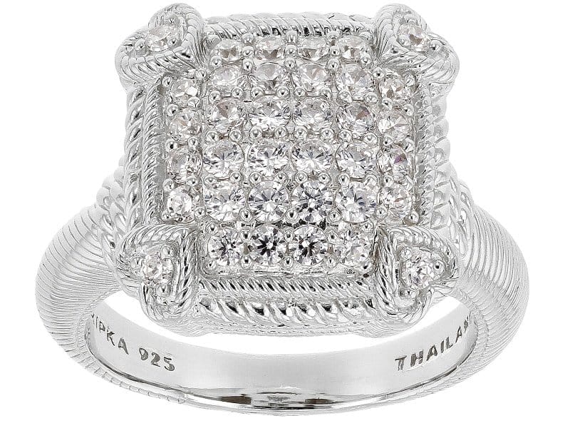 Judith Ripka Cubic Zirconia Rhodium Over Sterling Silver Pave Olivia Ring 1.28ctw
