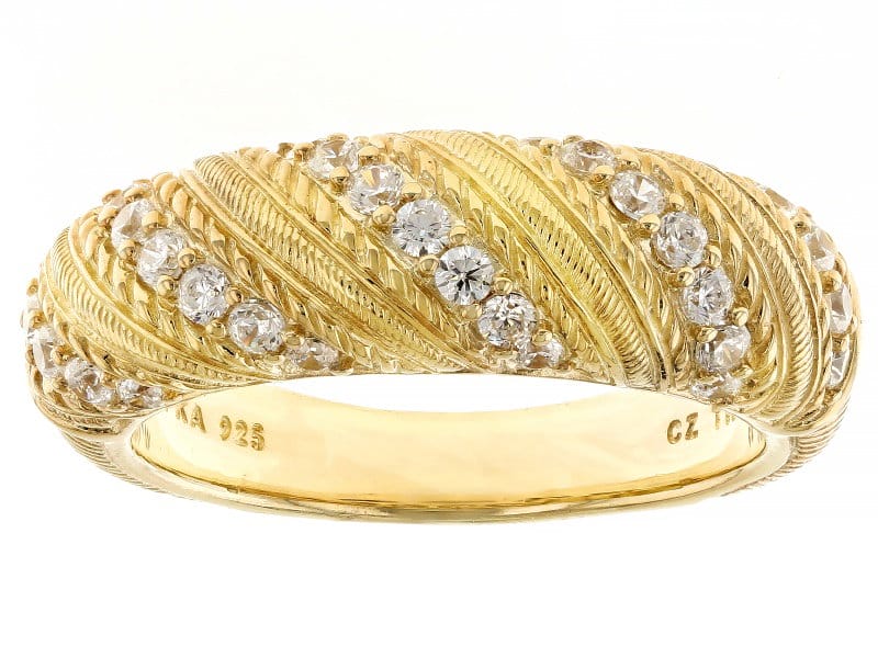 Judith Ripka Haute Collection Cubic Zirconia 14k Gold Clad Twist Band Ring 0.85ctw