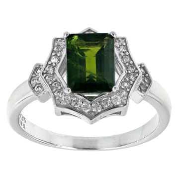 Green Chrome Diopside Rhodium Over Sterling Silver Ring 1.76ctw