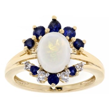 Rainbow Moonstone 18k Yellow Gold Over Sterling Silver Ring 0.91ctw