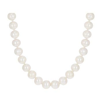 White Cultured Freshwater Pearl Rhodium Over Sterling Silver 24 Inch Strand Necklace