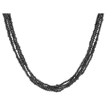 Black Spinel Rhodium Over Sterling Silver Bead Necklace 90.00ctw