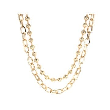 Gold Tone Two Strand Statement Necklace