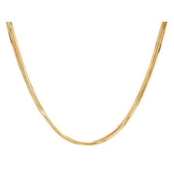 18k Yellow Gold Over Bronze Multi-Strand Square Snake 24 inch Necklace