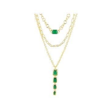 Green Onyx 18k Yellow Gold Over Brass 16-20" Layered Necklace 4.26ctw