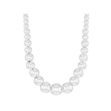 Sterling Silver Graduated Bead 18 Inch Necklace