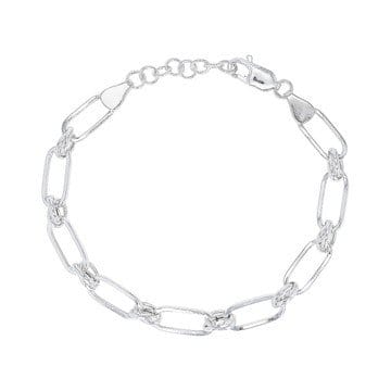 Sterling Silver 6.5mm Rectangle Link Bracelet