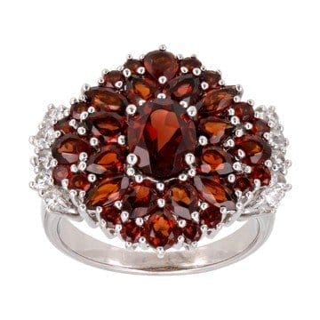 Red Garnet Rhodium Over Sterling Silver Ring 5.01ctw