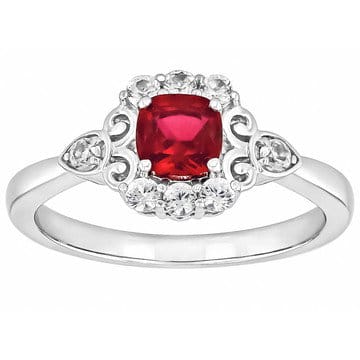 Lab Created Ruby Rhodium Over Sterling Silver Ring 0.82ctw