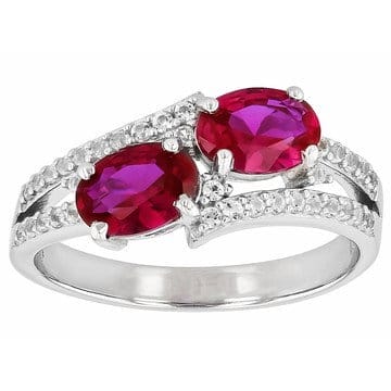 Lab Created Ruby Rhodium Over Sterling Silver Ring 1.89ctw