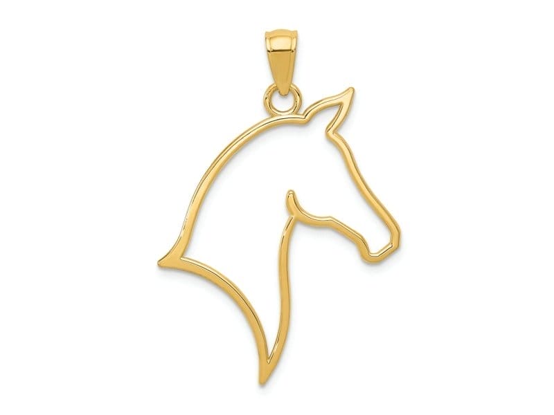 14K Yellow Gold Polished Cut Out Horse Head Pendant