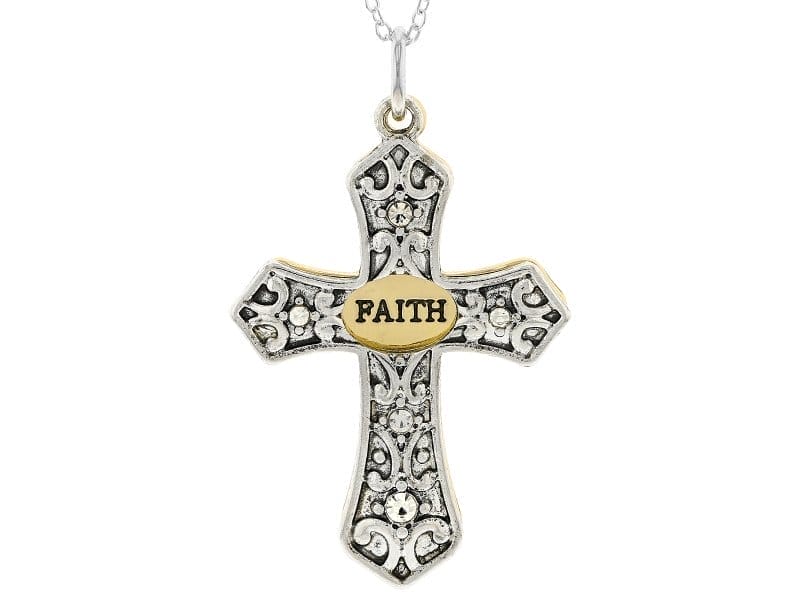 Let Your Faith Be Bigger Than Your Fears Gold & Silver Tone Cross Pendant With Chain