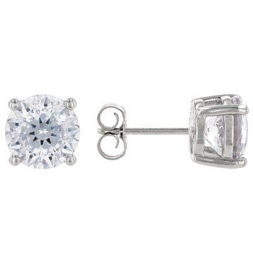 White Cubic Zirconia Platinum Over Sterling Silver Stud Earrings in Velvet Heart Box 4.00ctw