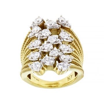 White Cubic Zirconia 18k Yellow Gold Over Sterling Silver Ring 3.40ctw