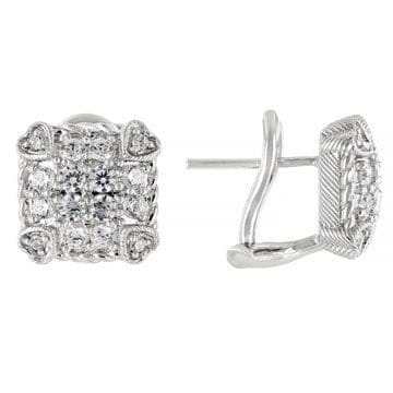 Judith Ripka Cubic Zirconia Rhodium Over Sterling Silver Olivia Stud Earrings 1.20ctw