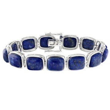 Blue Lapis Lazuli Rhodium Over Sterling Silver Bracelet