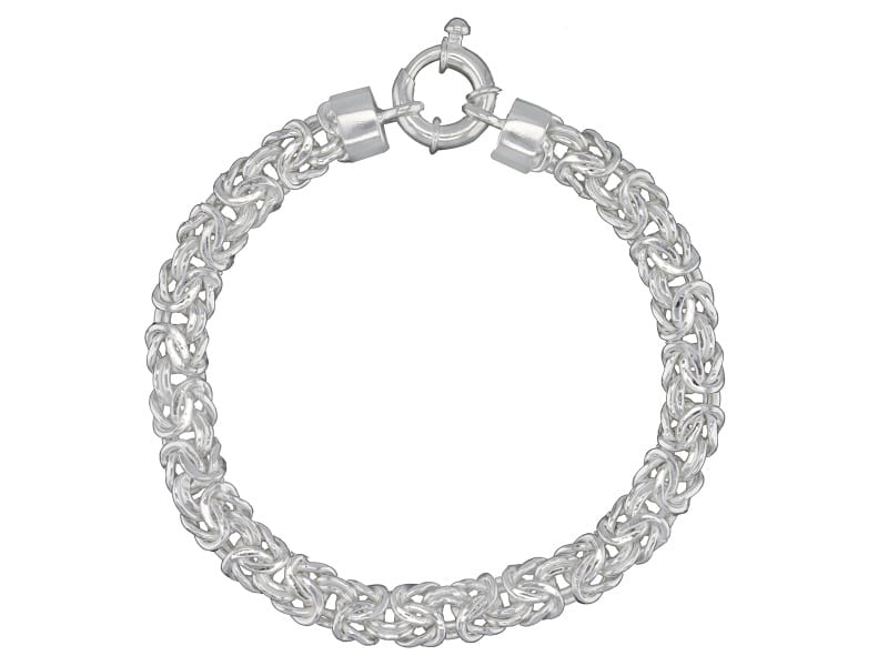 Sterling Silver 7.5mm Flat Byzantine Link Bracelet